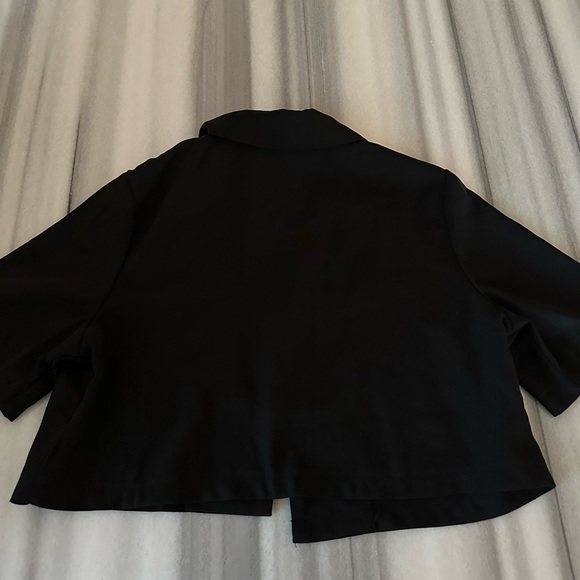 Black Crop Blazer/Blouse Short Sleeve S New - Picture 12 of 12